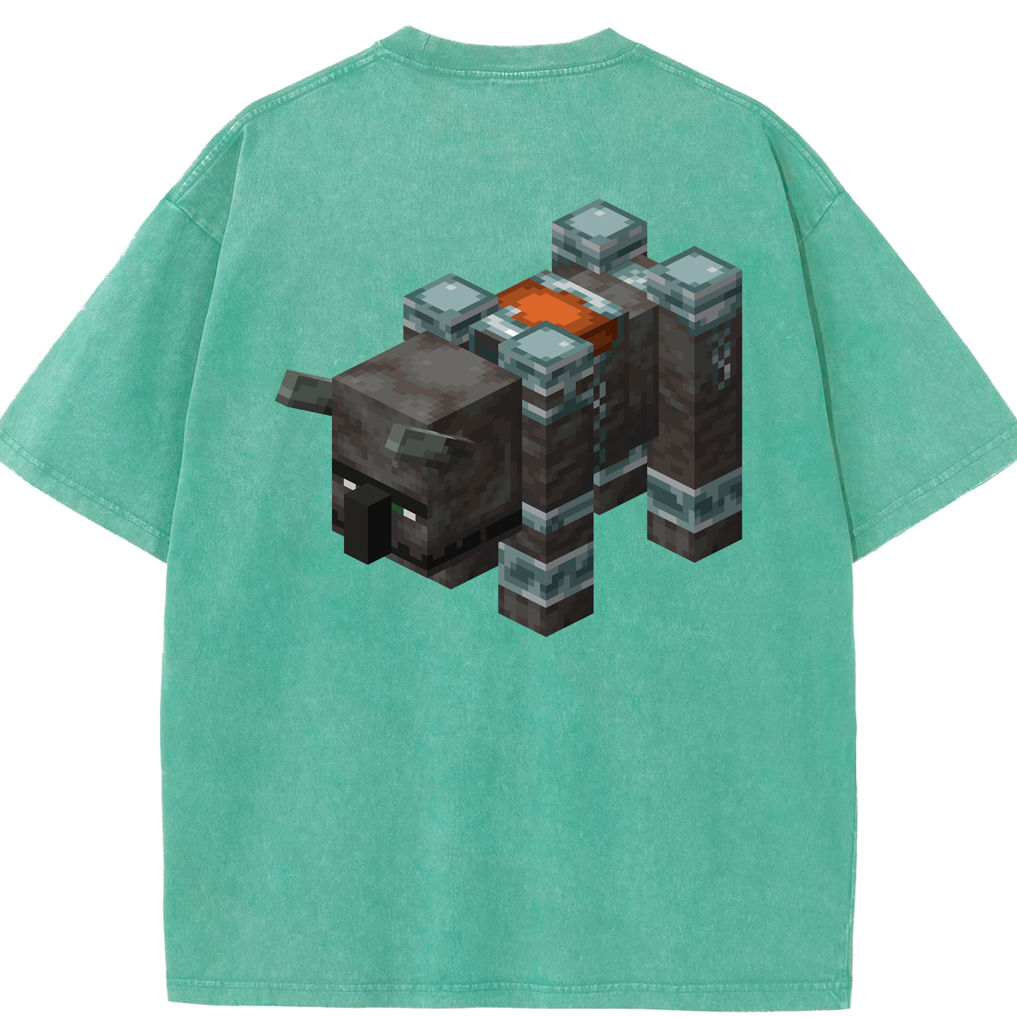 （画像用） マインクラフト ブロックの世界 Minecraft MC Block world 綿100% ヴィンテージ風 半袖Tシャツ（背面プリント）